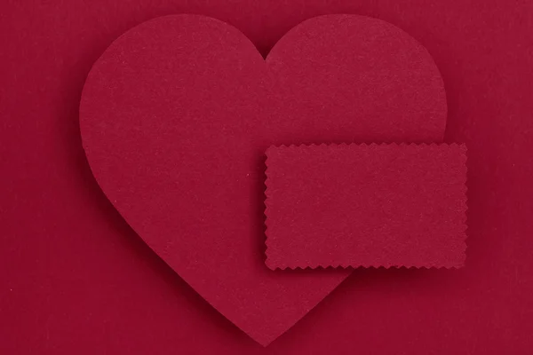 Papír szív és üres kártya — Stock Fotó