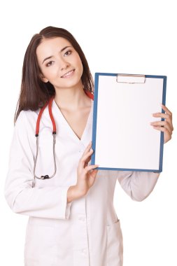 boş pano ile samimi kadın doktor