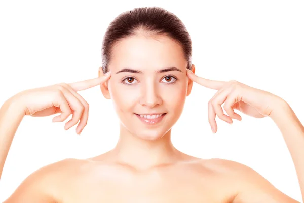 Mujer de la cara con piel limpia — Foto de Stock