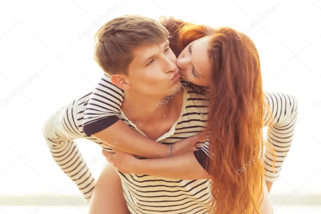 kissing lovely couple