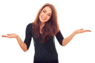 gülümseyen kadın dışarı ellerini yana