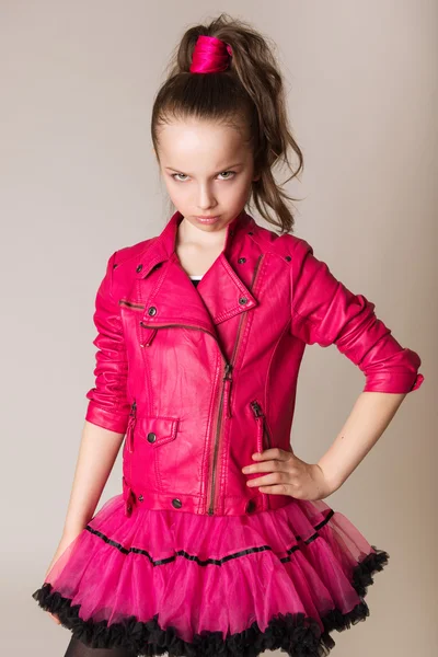 Fashion little girl in glam rock style — Stock Photo, Image