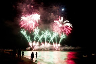 Fireworks beach of Forte dei Marmi Italy clipart