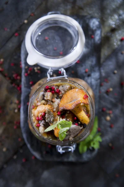 Mixed Mushrooms Preserved In Oil — Stock Photo, Image