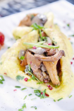 omlet ile karışık mantar dolması
