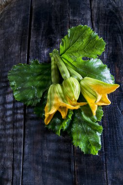 Bahçe, kabak çiçekleri topladım