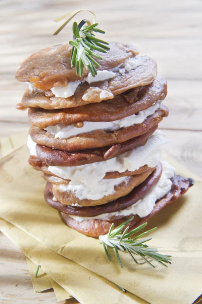 Chestnut flour pancakes with cottage cheese — Stock Photo, Image