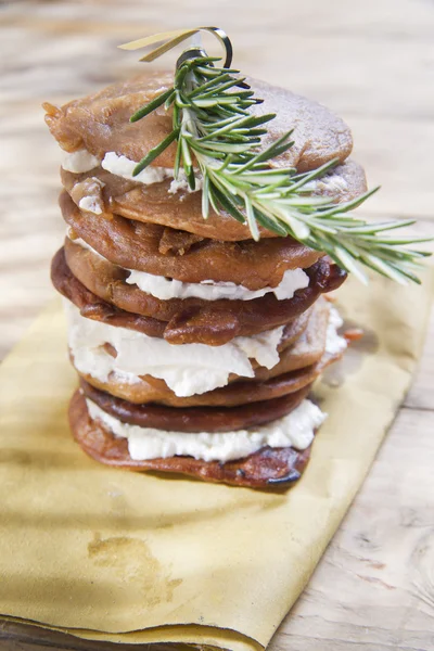 Chestnut flour pancakes with cottage cheese — Stock Photo, Image