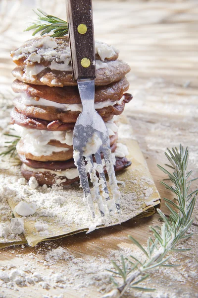 Panqueques de harina de castaño con requesón — Foto de Stock