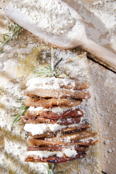 Kastanj mjöl pannkakor med keso — Stockfoto