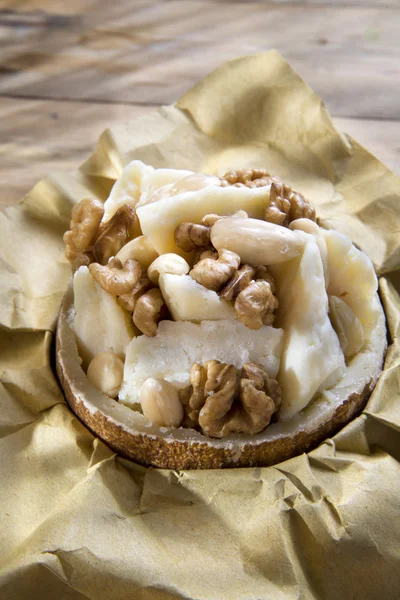 I Dug, pecorino cheese and walnuts almonds — Stock Photo, Image