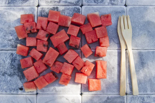 Cubos de sandía — Foto de Stock