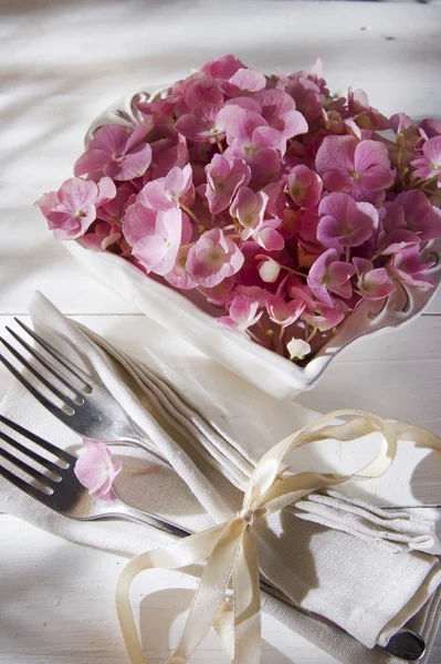Hydrangeas for the ornament of the table Royalty Free Stock Images