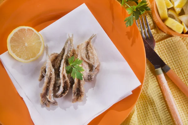 Fried anchovies — Stock Photo, Image