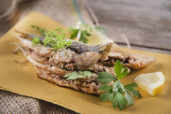 Anchoas fritas — Foto de Stock