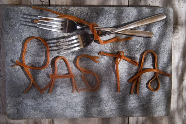 Pasta on a stone for advertising — Stock Photo, Image