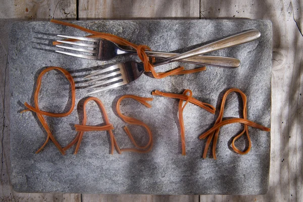 Pasta on a stone for advertising — Stock Photo, Image