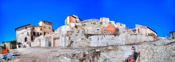Přehled Pozůstatků Města Castelluccio Norcia Umbrii Střední Itálie Zničeno Silným — Stock fotografie