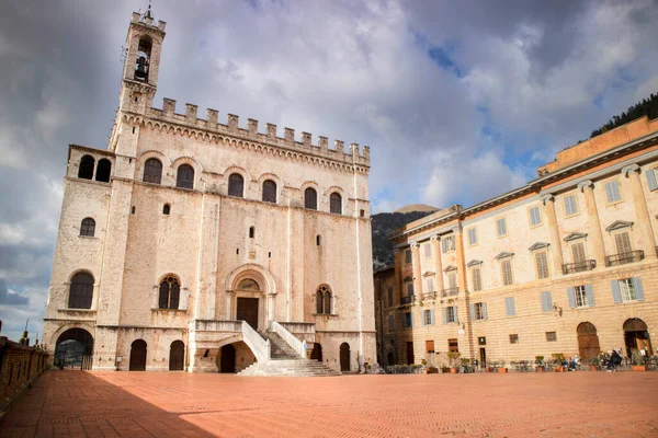 Piazza Principale Gubbio Piccolo Borgo Medievale Del Centro Italia — Foto Stock