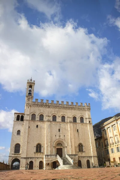 Gubbio Nun Ana Meydanı Talya Nın Merkezinde Küçük Bir Ortaçağ — Stok fotoğraf