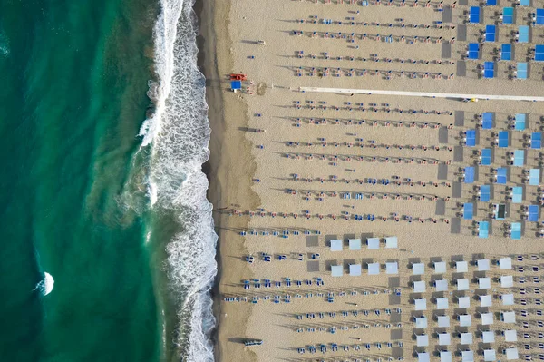 Vista Aérea Playa Viareggio Toscana Fotografiada Madrugada —  Fotos de Stock