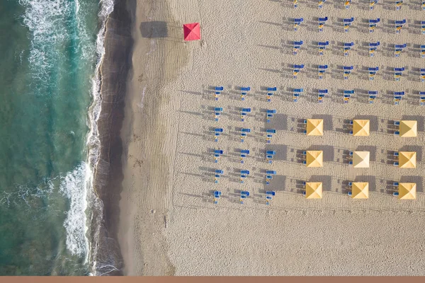 Légi Kilátás Strandra Viareggio Toszkána Fényképezett Kora Reggel — Stock Fotó