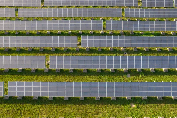 Aerial View Series Solar Panels Producing Electricity Stock Image