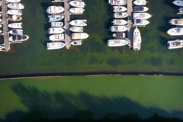 Vista Aérea Pequeno Porto Fluvial Cinquale Província Massa Carrara Itália — Fotografia de Stock