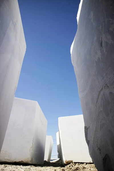 Documentazione Fotografica Deposito Blocchi Marmo Bianco Pronti Spedizione — Foto Stock