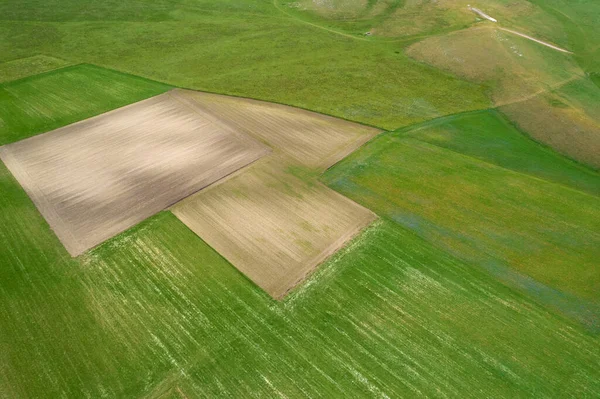 耕作地の地理的構成の空中図 — ストック写真