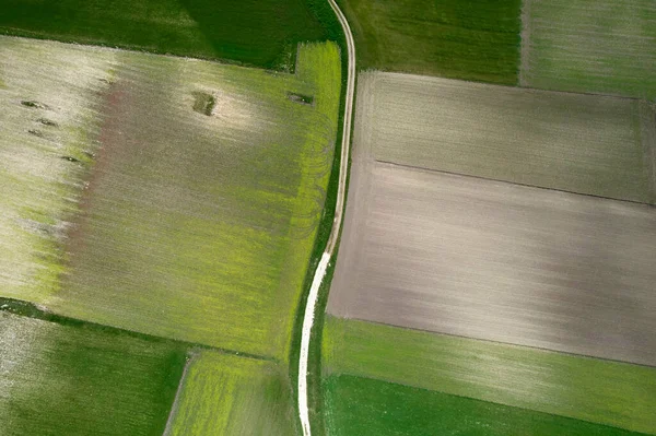 Aerial View Geographical Composition Cultivated Fields — Stock Photo, Image