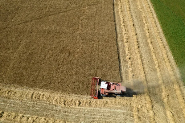 Aerial Photographic Documentation Work Grain Harvester Summer Season — Stockfoto