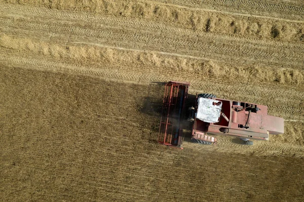 Aerial Photographic Documentation Work Grain Harvester Summer Season —  Fotos de Stock