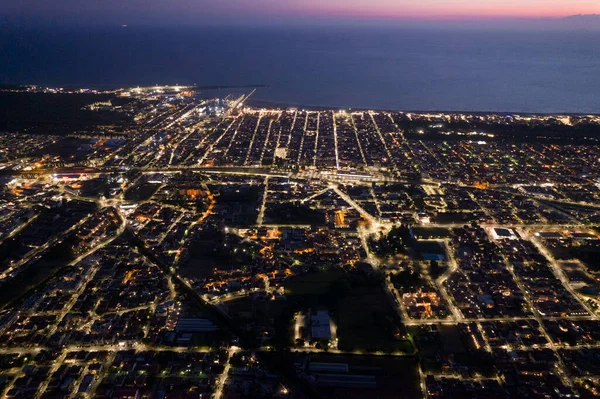 Aerial Documentation City Viareggio Seen Night — Photo