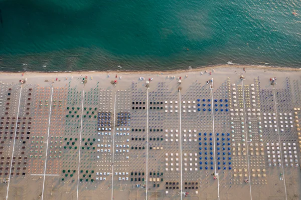 Aerial View Equipped Beach Viareggio Tuscany Photographed Late Afternoon — Stock Fotó