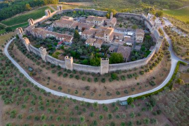 Aerial photographic documentation of the village of Monteriggiori Tuscany Italy 