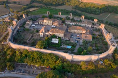 Aerial photographic documentation of the village of Monteriggiori Tuscany Italy 