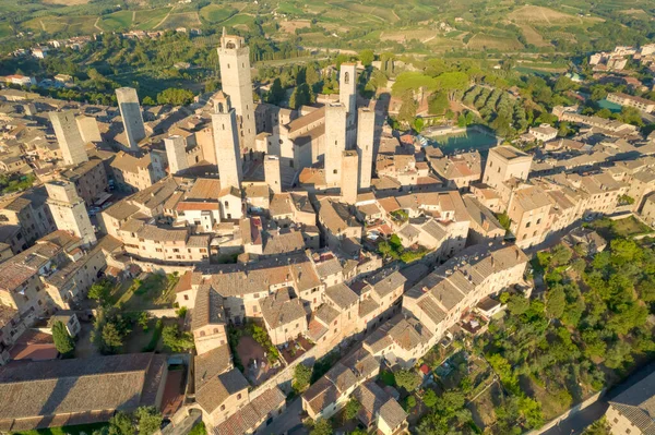 Aerial Photographic Documentation Town San Gimignano Toscany Italy — Stock fotografie