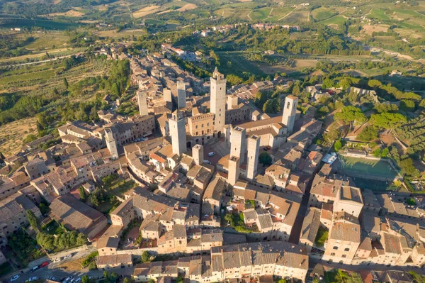 Aerial Photographic Documentation Town San Gimignano Toscany Italy — Fotografia de Stock