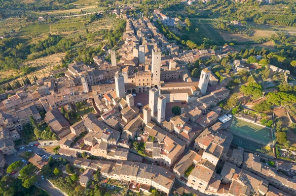 Aerial Photographic Documentation Town San Gimignano Toscany Italy — Stock fotografie