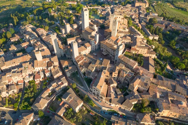 Аэрофотодокументация Города Сан Джиминьяно Тоскана — стоковое фото