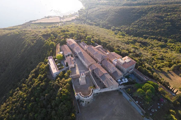 Aerial Photographic Documentation Ancient Etruscan Town Populonia Italy — Zdjęcie stockowe