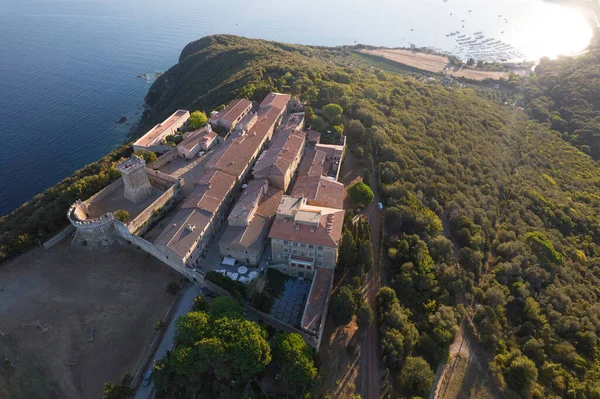 Aerial Photographic Documentation Ancient Etruscan Town Populonia Italy — 스톡 사진