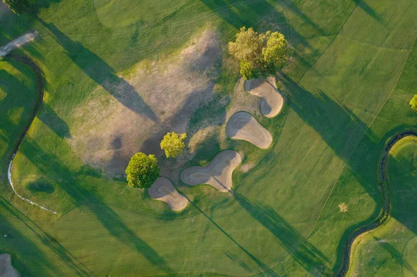 Aerial Photographic Documentation Golf Course Taken Sunset — Fotografie, imagine de stoc