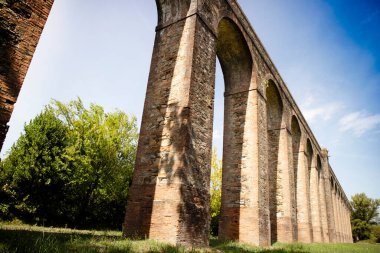 Photographic documentation of a section of the ancient aqueduct in the province of Lucca Tuscany Italy 