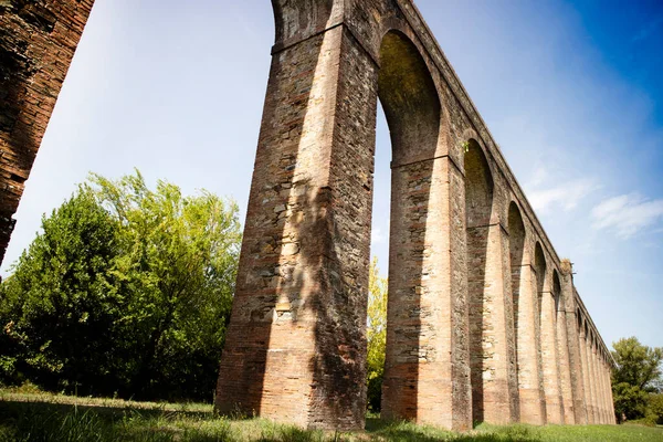 Photographic Documentation Section Ancient Aqueduct Province Lucca Tuscany Italy — стоковое фото