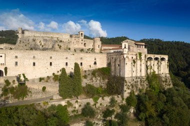 External photographic documentation of the Malaspina castle in the city of Massa Tuscany Italy