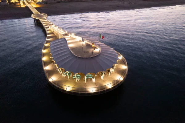 Documentación Fotográfica Noche Aérea Del Muelle Del Lido Camaiore Toscana —  Fotos de Stock