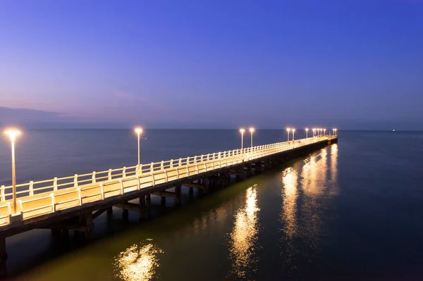 Photographic Documentation Aerial Night Pier Forte Dei Marmi Tuscany Italy — Stock Photo, Image