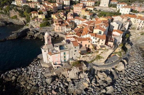 Aerial Photographic Documentation Ligurian Village Tellaro — Stock Photo, Image